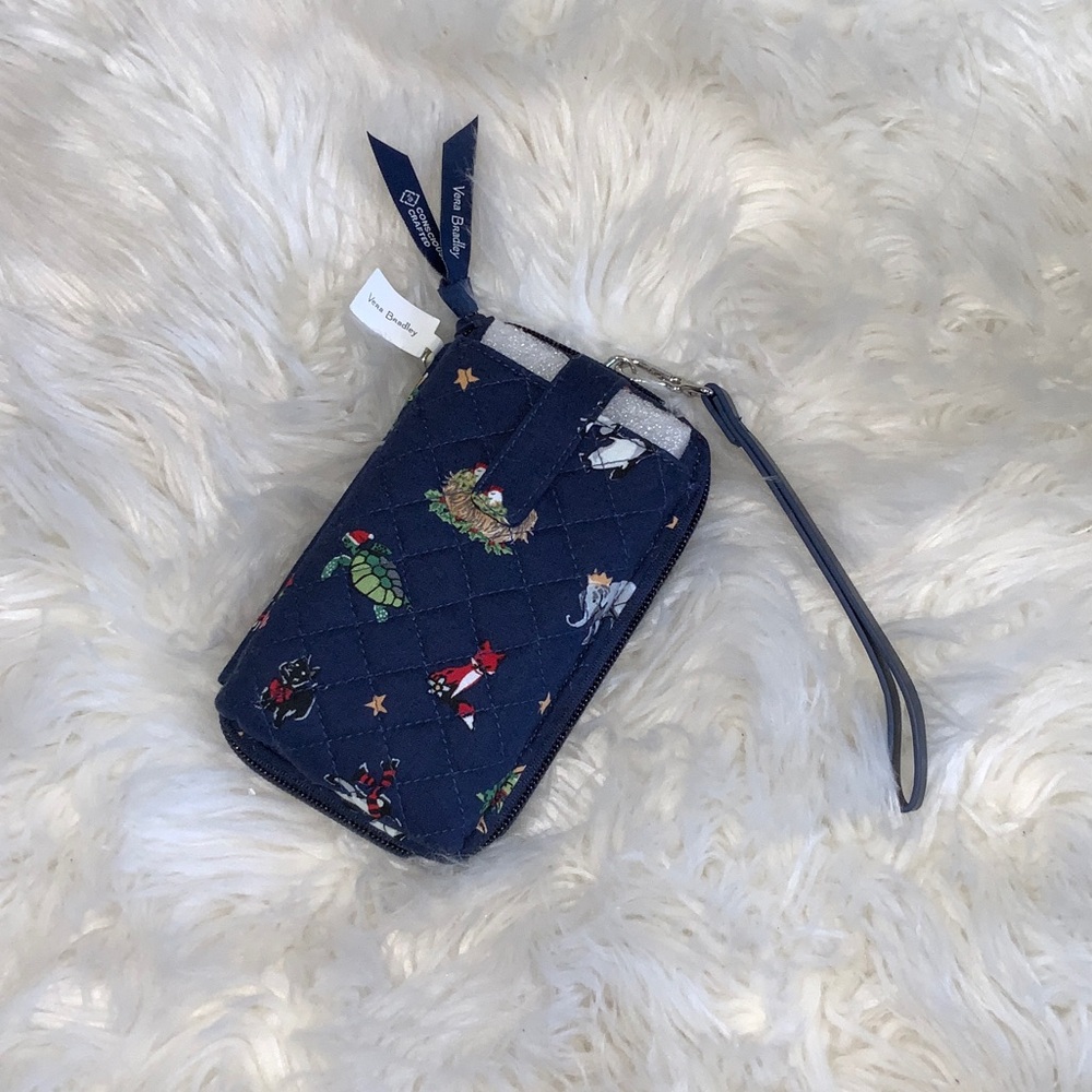 Vera Bradley RFID Smartphone Christmas Creatures Navy Wristlet NWT